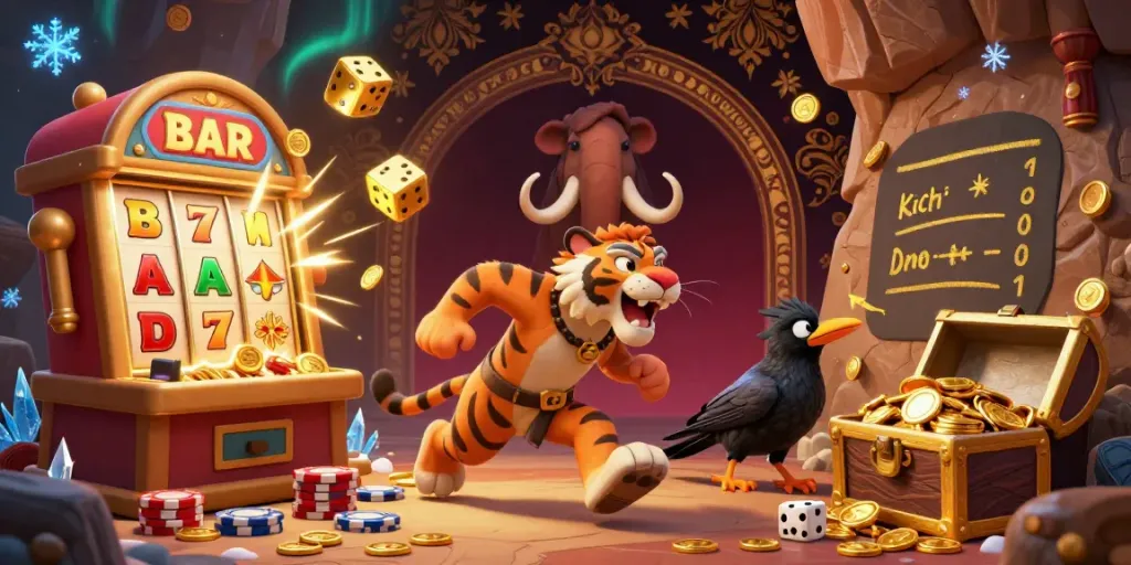 Experience the excitement with nhà cái uy tín nhất cho bóng đá in this dynamic prehistoric casino scene.