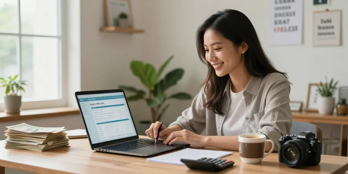 Applying for a quick $100 loan in a cozy home office environment with essential financial tools.