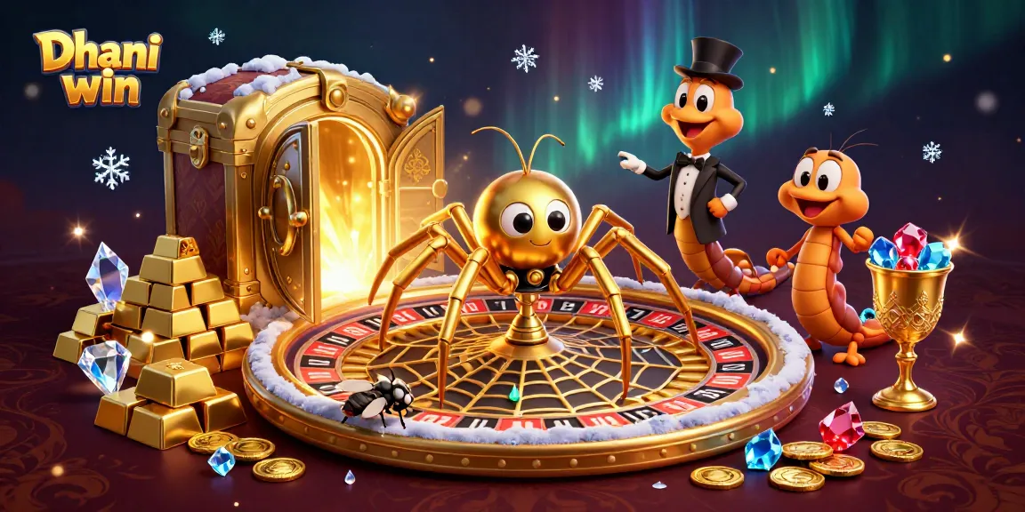 Dhani win game excitement in a vibrant 3D digital illustration with characters and casino elements.
