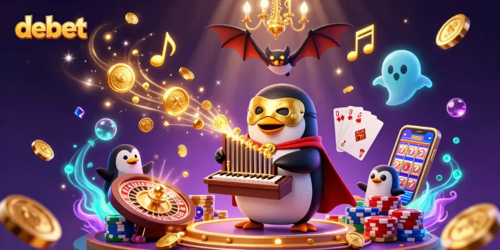 Experience the thrill of debet with a vibrant casino scene of enchanting characters and exciting game elements.