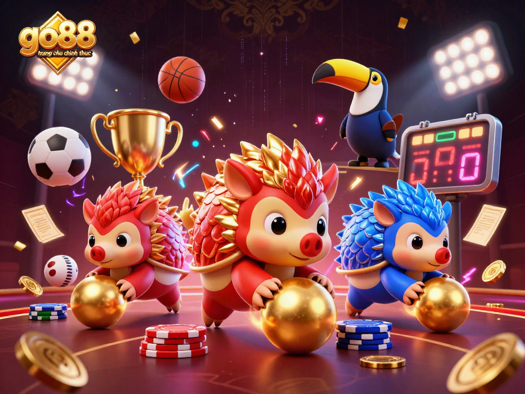 Engage with go88 trang chu chinh thuc dynamic gaming action featuring colorful pangolins and golden casino elements