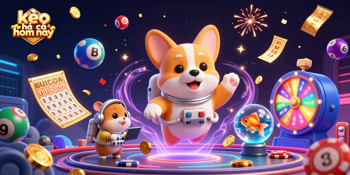 Win big with kèo nhà cái hôm nay as the astronaut corgi and friends celebrate in a vibrant casino