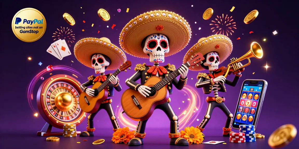 Experience the excitement of PayPal betting sites not on GamStop with a vibrant 3D skeleton mariachi scene.